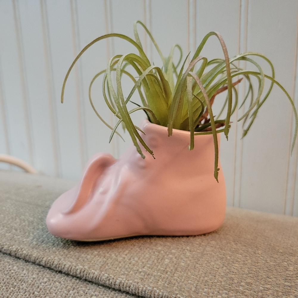 Vintage Pink Pottery Baby Shoe